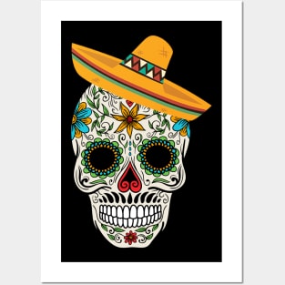 Mexican Sugar Skull Day of The Dead Posters and Art